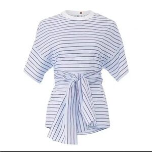 Rosetta Getty Blue Striped Cape Back Top Rent The Runway Retired Size